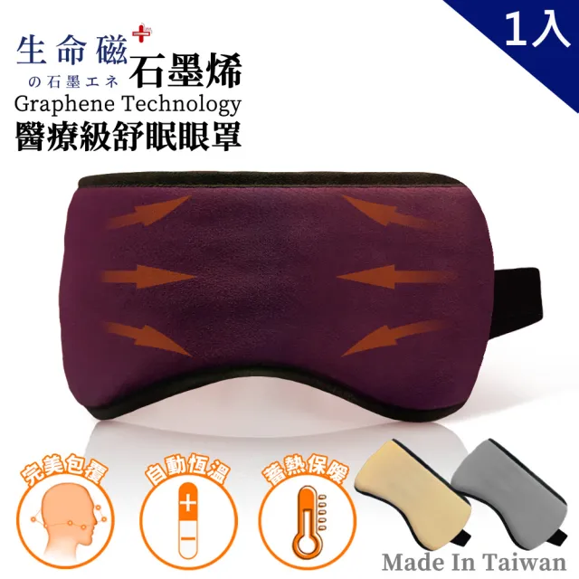 【旭】日本旭川醫護級生命磁石墨烯舒眠眼罩脖圍1+1組合(眼罩顏色隨機出貨 台灣製)
