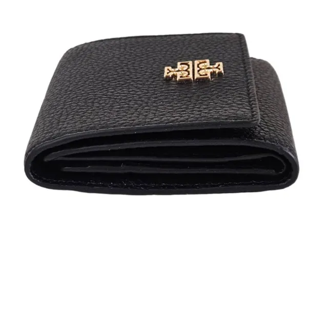 【TORY BURCH】TB Britten 金框簍空LOGO荔枝紋三折短夾(贈原廠紙袋送禮)