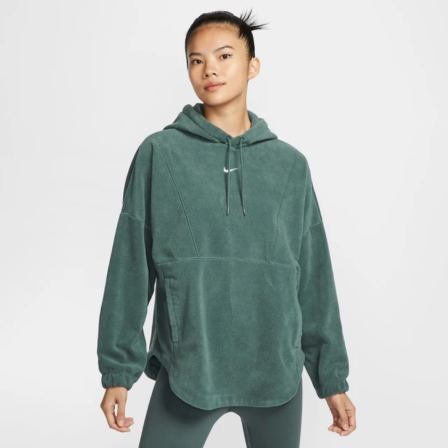 NIKE 耐吉 長袖上衣 女款 運動 帽T 搖粒絨 AS W NK ONE TF PO HOODIE POLAR 綠 FV8077-338