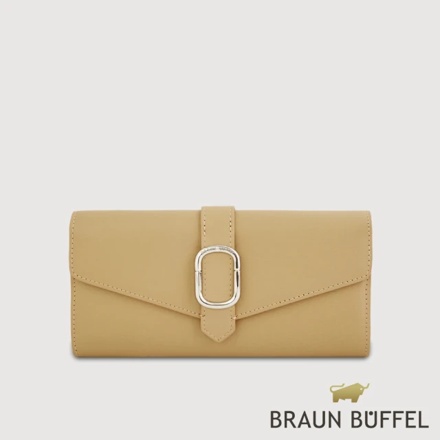 BRAUN BUFFEL 德國小金牛 台灣總代理 瑟魯爾-A 12卡兩折長夾-淺棕色(BF845-621-CR)