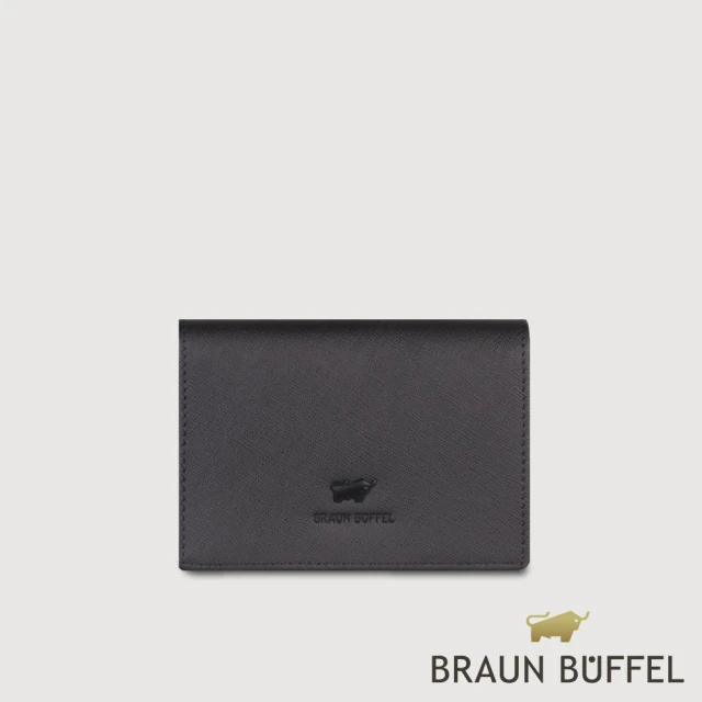 BRAUN BUFFEL 德國小金牛 台灣總代理 艾康-A 名片夾-黑色(BF554-140-BK)