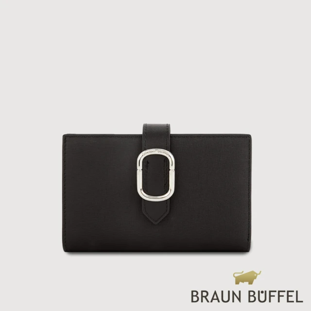 BRAUN BUFFEL 德國小金牛 台灣總代理 瑟魯爾-A 11卡兩折中夾-黑色(BF845-502-BK)