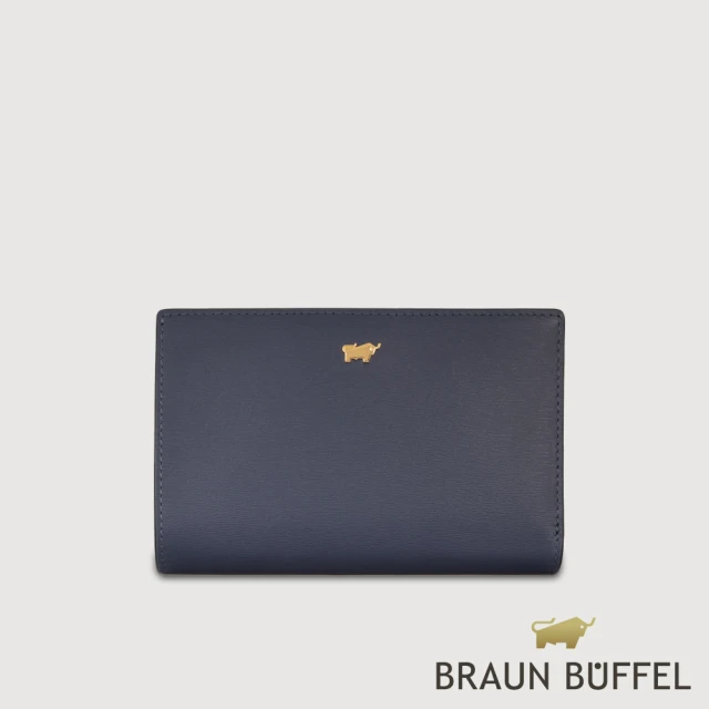 BRAUN BUFFEL 德國小金牛 台灣總代理 城市 11卡兩折中夾-午夜藍(BF817-502-MNB)