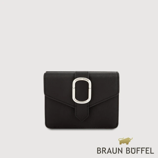 BRAUN BUFFEL 德國小金牛 台灣總代理 瑟魯爾-A 3卡兩折短夾-黑色(BF845-403-BK)