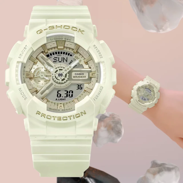 CASIO 卡西歐 G-SHOCK WOMEN 霧面珍珠光 絲緞奢華雙顯錶-白色(GMA-S110ST-7A)