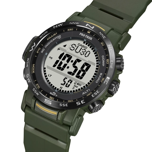 CASIO 卡西歐 PRO TREK 登山錶系列/高度溫度氣壓方位偵測/6局電波接收/44mm/軍綠(PRW-35Y-3B)