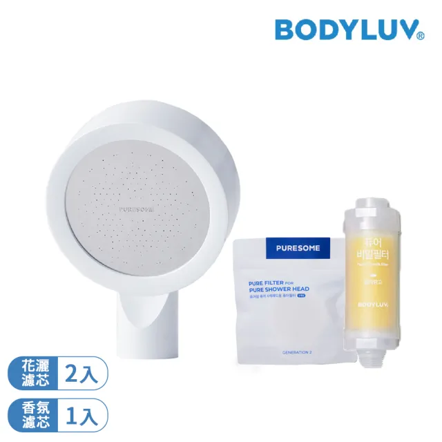 【BODYLUV | 花灑香氛體驗組】純淨花灑頭+純淨花灑濾芯2入+香氛濾芯1入