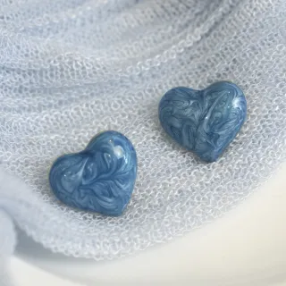 【LEEHER】大理石紋愛心耳環/流體耳環/耳針/復古耳環/簡約耳環/大耳環/Y2K耳環/日系耳環/ 