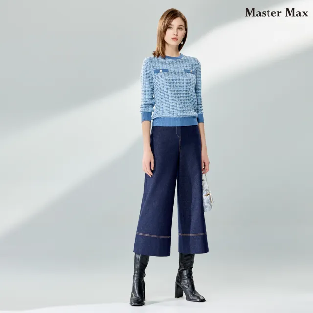 【Master Max】質感低調雙色織紋針織上衣(8428047)