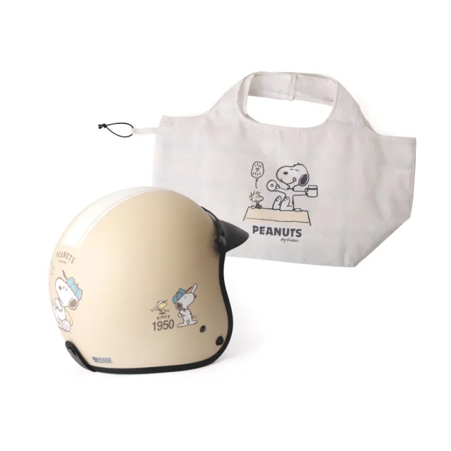 【Norns】帶你去兜風 史努比安全帽+mini eco bag(史努比 3/4半罩安全帽 購物袋 手提袋 環保袋)