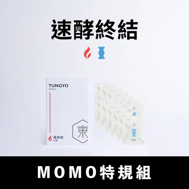 【東祐生技】速酵終結 魔速燒-60顆*1盒+淨36夜間酵素-2顆*10包(窈窕雙戰神擊敗小壞壞momo特規組)