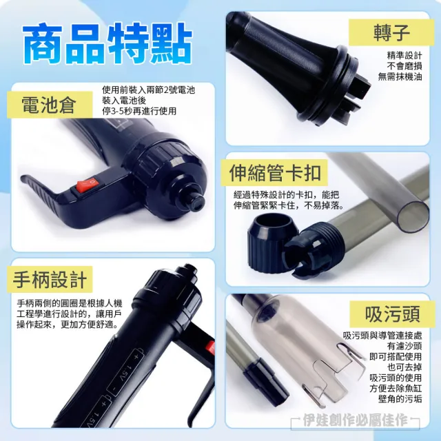 【IDREES 伊德萊斯】電動魚缸換水器 洗砂器 虹吸管抽水器(魚缸清潔 吸便器)