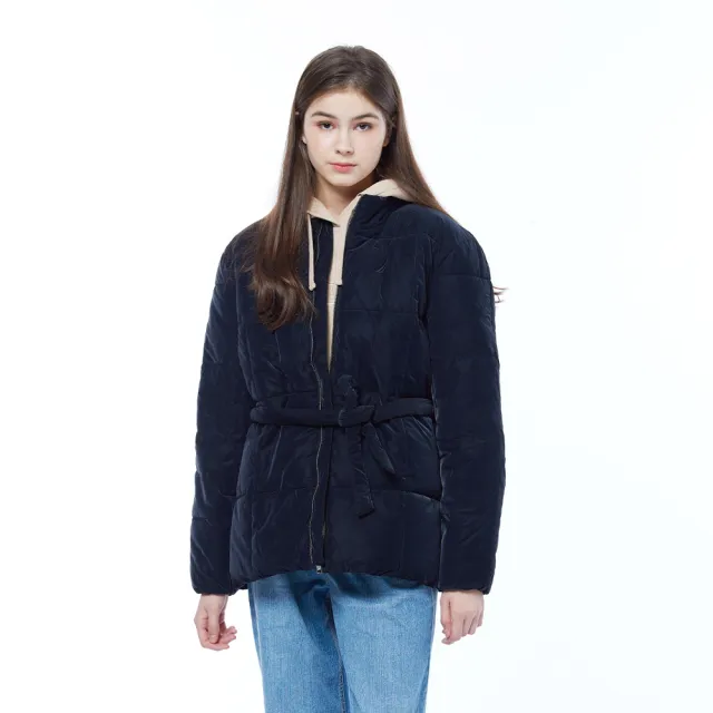 【NAUTICA】官方旗艦 女裝 百搭立領綁帶外套(黑色)