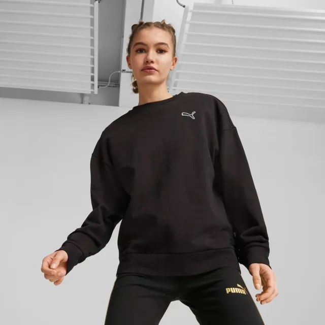 【PUMA】長袖上衣 女款 大學T 運動 歐規 BETTER ESS 黑 67598701