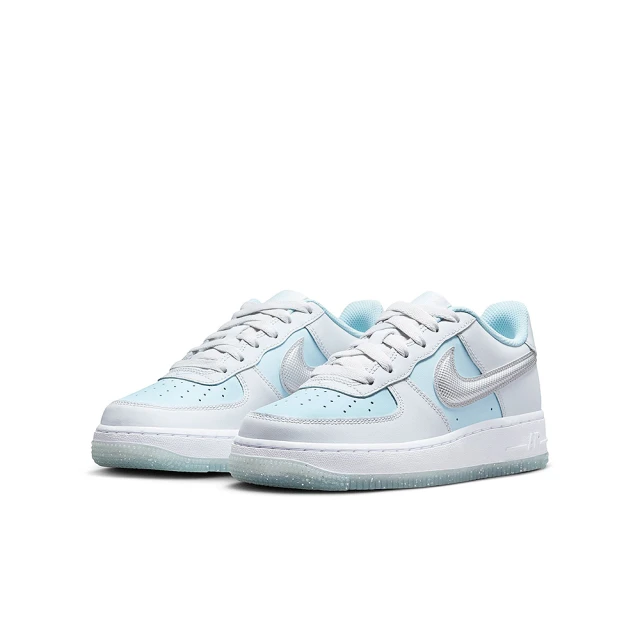 NIKE 耐吉 休閒鞋 女鞋 大童 運動鞋 AF1 AIR FORCE 1 BG 藍銀 HQ3249-043