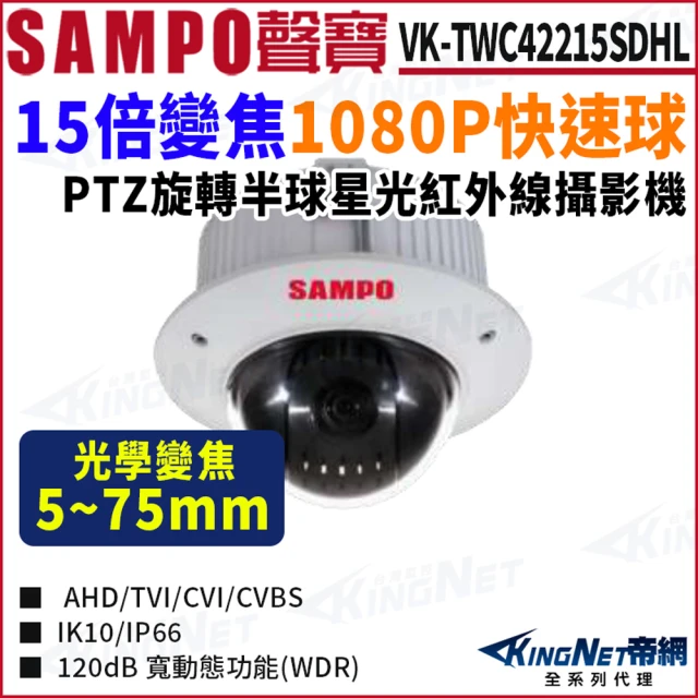 KINGNET VK-TWC42215SDHL 15倍變焦 HDCVI快速球 1080P 半球 監視器攝影機(SAMPO 聲寶監控大廠)