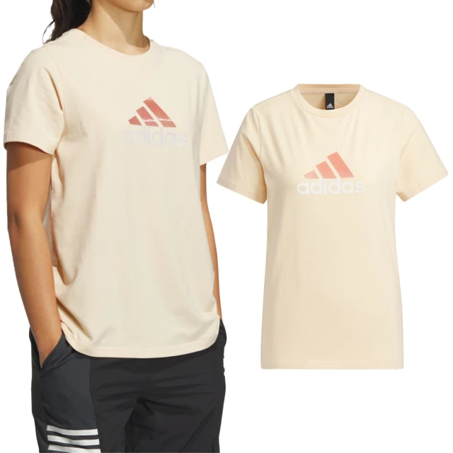 adidas 愛迪達 MH BOS Tee 2 女款 米黃色 上衣 T恤 運動 休閒 基本款 短袖 IM8890