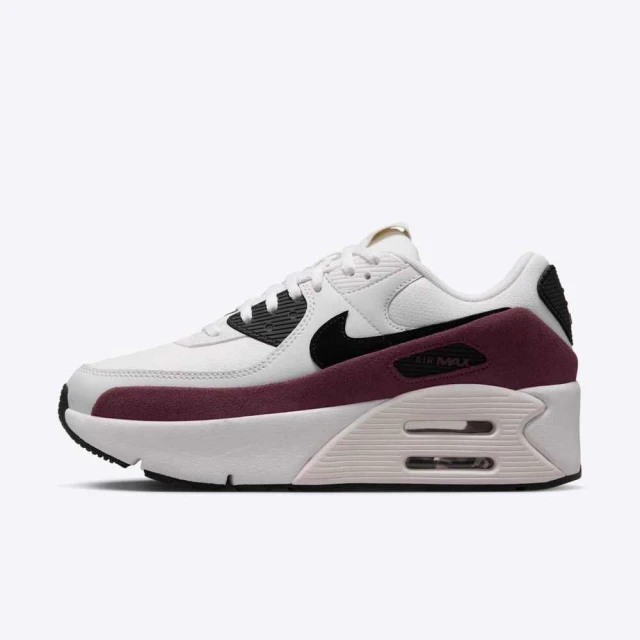 NIKE 耐吉 Air Max 90 Lv8 女 休閒鞋 運動 復古 雙層氣墊 緩震 厚底 白 深紅(FD4328-107)