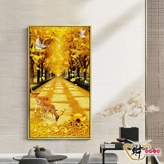 財神小舖】招財藝術風水噴畫帶畫框7款任選(38*68cm 高雄進寶財神廟招財