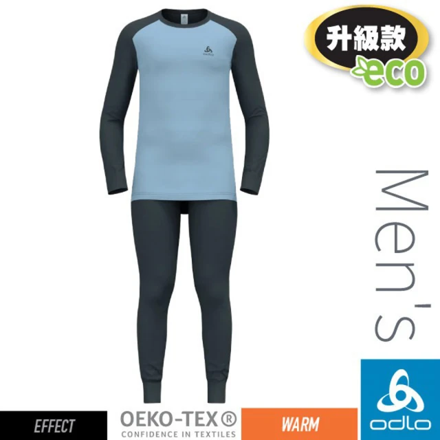 ODLO 男 Active Warm Eco 銀離子保暖型內層衣褲組.長袖(196702-60308 黑/領地藍)