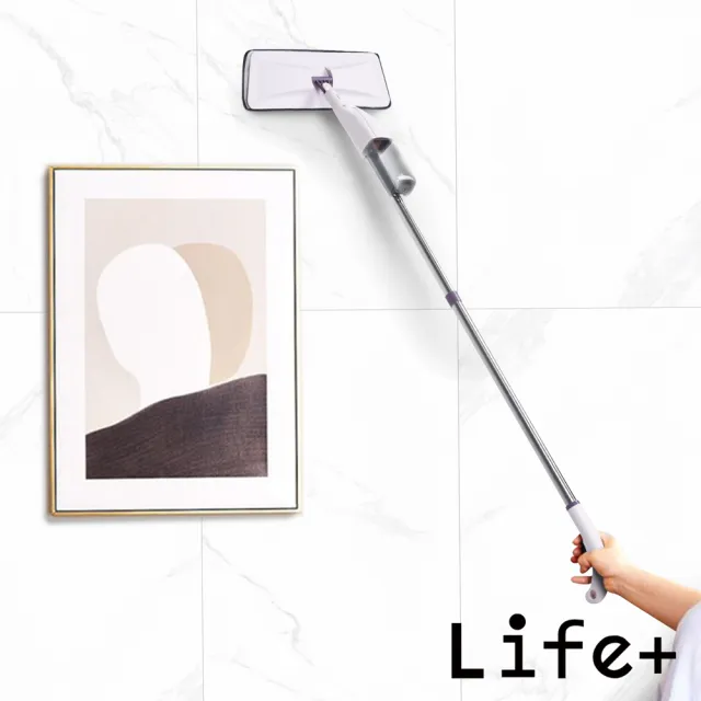 【Life+】極方便全新升級噴霧噴水免手洗乾濕兩用拖把2入組(1桿3吸水布)