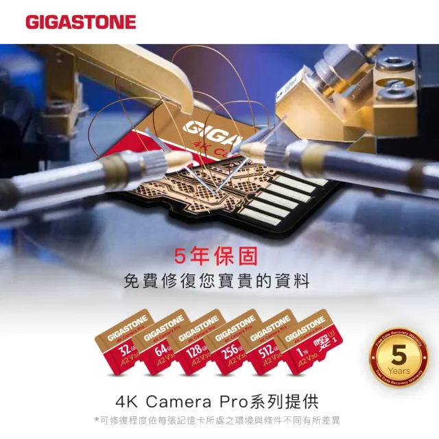 【GIGASTONE 立達】4K Camera Pro microSDHC UHS-Ⅰ U3 A2V30 32GB攝影高速記憶卡-5入組(支援GoPro)