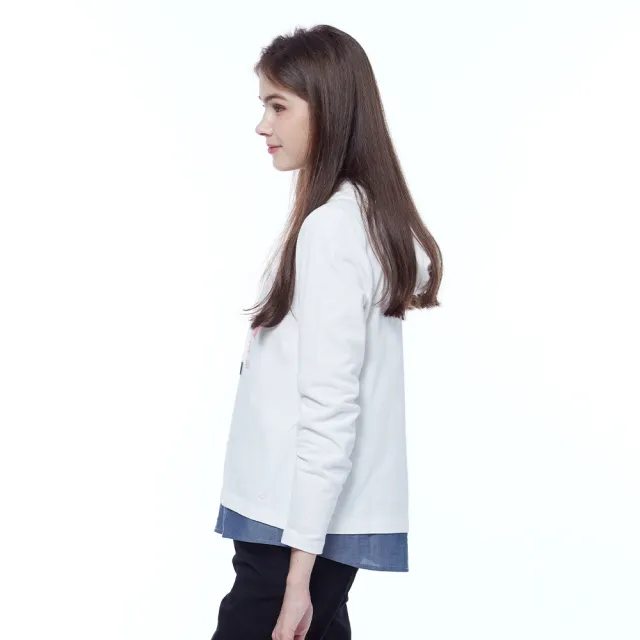 【NAUTICA】官方旗艦 女裝 帆船印花假兩件長袖帽T(白色)