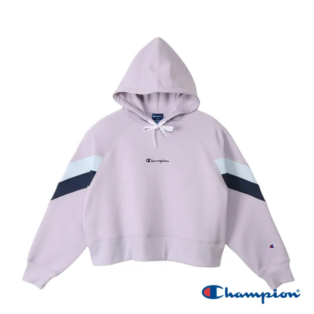 【Champion】官方直營-SPORTS 刺繡草寫LOGO磨毛寬版連帽TEE-女(4色可選)