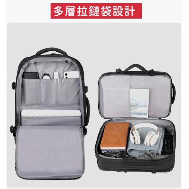 【好背客howback】高質感防潑水上班通勤旅行雙肩包/180度開合擴充加大容量電腦後背包(防水