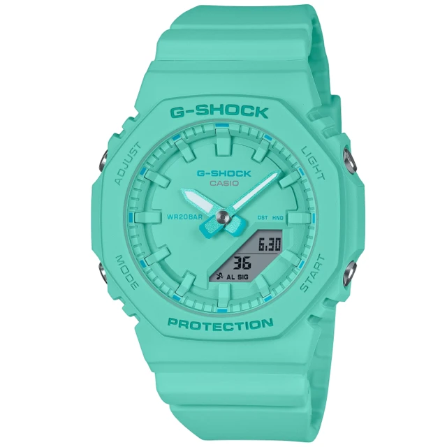 CASIO 卡西歐 G-SHOCK WOMEN 松綠藍 簡約八角雙顯腕錶 雙12 特惠(GMA-P2100-2A)