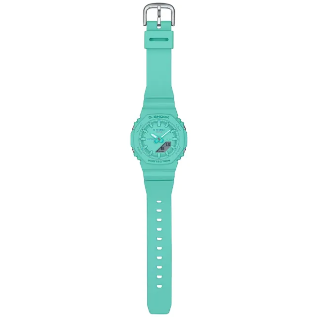 【CASIO 卡西歐】G-SHOCK WOMEN 松綠藍 簡約八角雙顯腕錶 母親節 禮物 推薦(GMA-P2100-2A)