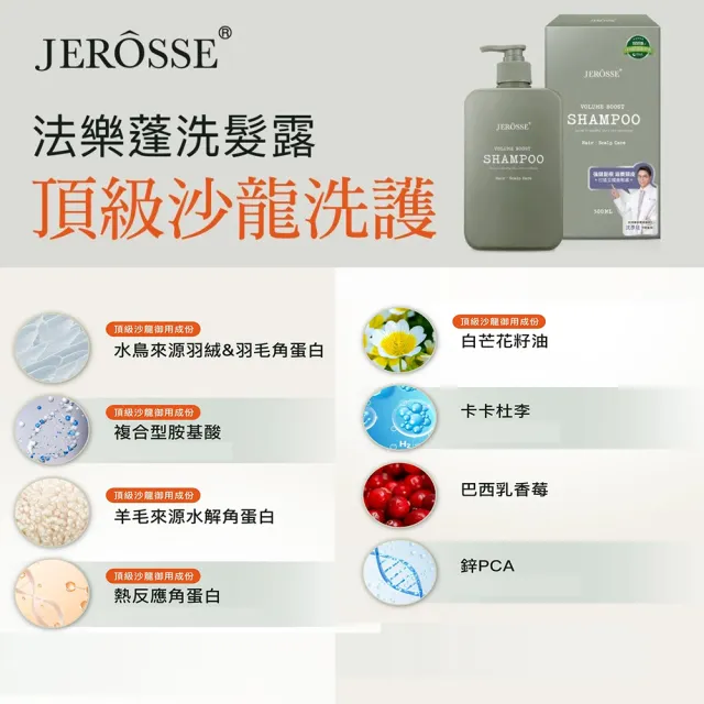 【JEROSSE 婕樂纖】法樂蓬洗髮露X2(愛哩厚.給你蓬鬆感.豐厚美麗)