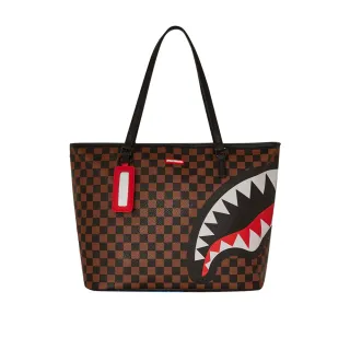 【SPRAYGROUND】Knit Sharks In Paris Tote 方格鯊魚托特包(咖啡色)