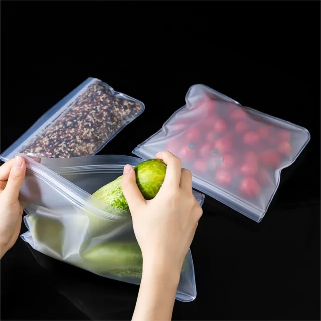 【Dagebeno荷生活】加厚EVA材質冰箱食物保鮮袋 防串味密封食材分裝夾鏈袋(中號3入)