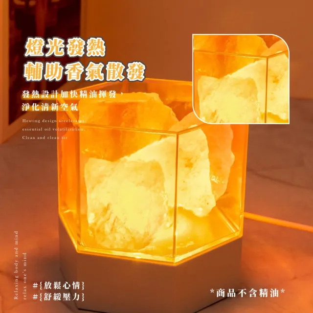 【浪漫柔光】北歐風天然鹽石香薰燈(淨化 能量 鹽燈 夜燈 香氛 精油 薰香 擴香 負離子 癒 開運擺飾 暖燈)