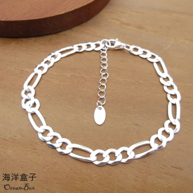 海洋盒子 極簡亮面間隔方塊細款925純銀手鍊(女用手鍊)折扣