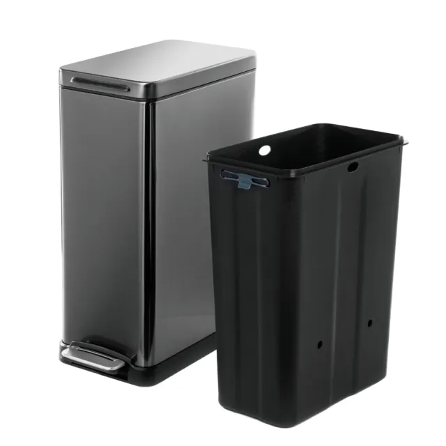 【特力屋】Homezone 方型腳踏不鏽鋼垃圾桶 45L