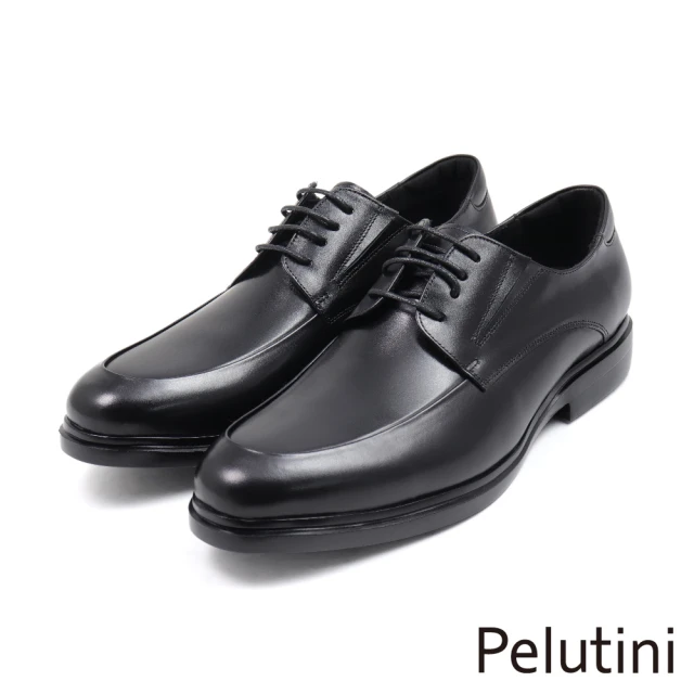 Pelutini 經典質感設計輕量綁帶德比鞋 黑色(412135-BL)