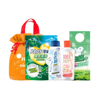 【泡舒】獨家新品嘗鮮小禮包(含洗碗錠25顆+去去粉+莎啦沐浴乳+白鴿洗衣精+60周年限定提袋)