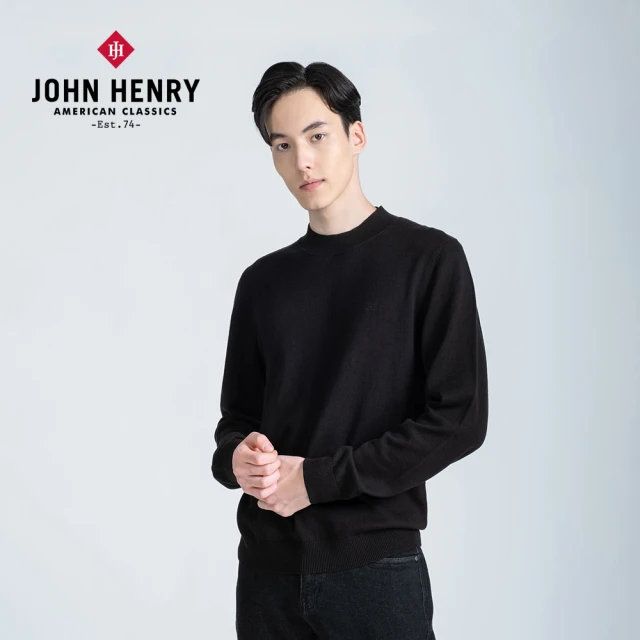 JOHN HENRY 經典長袖針織衫-黑色