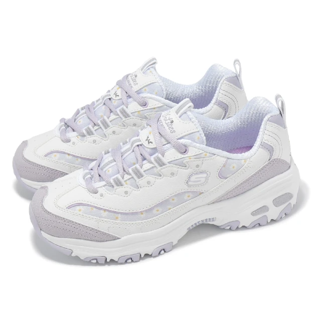 SKECHERS 休閒鞋 D Lites 女鞋 白 紫 厚底 拼接 緩衝 老爹鞋(896180-WLV)