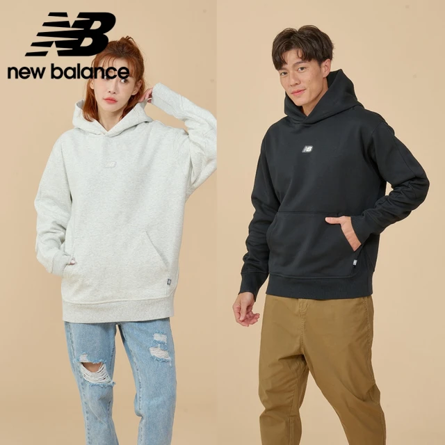 NEW BALANCE NB 刷毛連帽長袖上衣_男性_淺灰/黑_MT44583AHH_MT44583BK(美版 版型偏大)