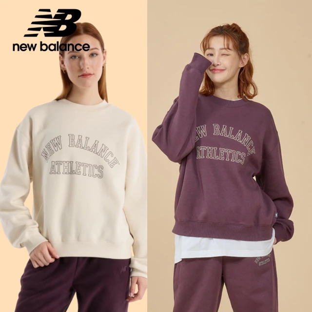 NEW BALANCE NB 文字刷毛長袖上衣_女性_杏/紫色_WT43516LIN_WT43516PLN(美版 版型偏大)