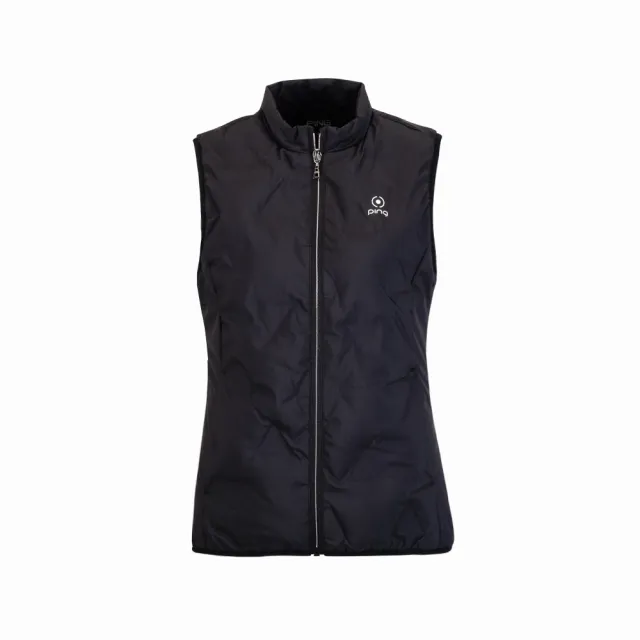【PING】女款三角型壓棉蓄熱保暖防風防潑水鋪棉背心-黑(GOLF/高爾夫/RB24215-88)