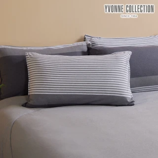 【YVONNE 以旺傢飾】100%美國棉印花枕套-條紋拼接(1入 純棉 多款任選 花印隨機)