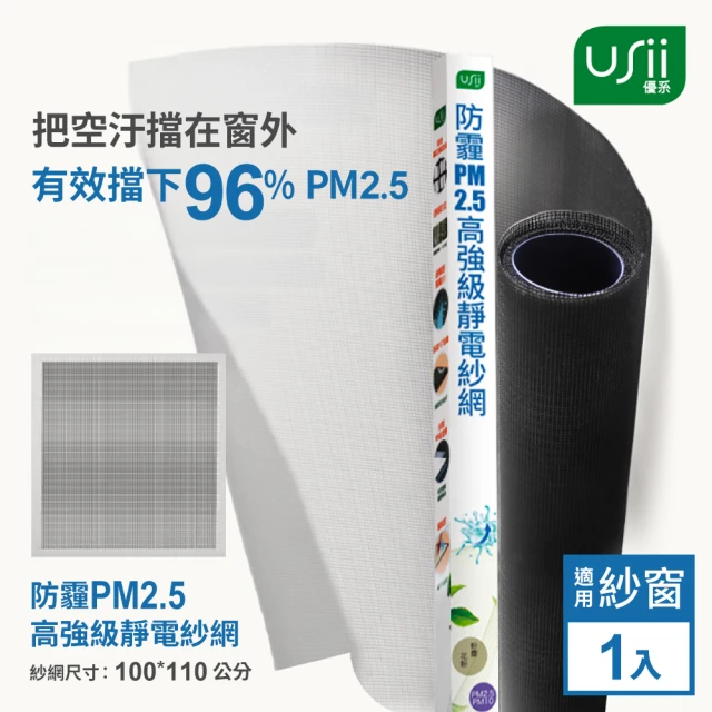 【USii 優系】防霾PM2.5高強級靜電紗網-100x110cm(窗用)