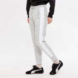 【Hang Ten】女裝-恆溫多功能-JOGGER FIT針織貼合刷毛防輕潑水拼接束口長褲(銀灰花紗)