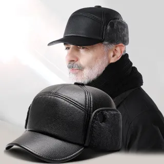 【Chewy】男士冬季戶外護耳棒球帽 中老年人帽子 休閒鴨舌帽 冬季保暖帽 加厚騎車防風 毛線帽男士 禮物