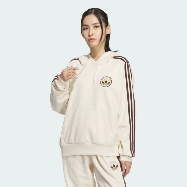 adidas 愛迪達 連帽上衣(JC6853 女款連帽運動上衣 ORIGINALS帽T 米色)