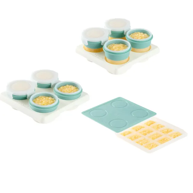 【2angels】矽膠副食品製冰盒15ml+儲存杯60ml+120ml 三件組(副食品分裝冰塊磚盒)